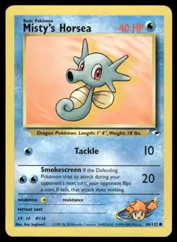 Pokemon Cards Misty's Horsea 86/132 UNLIMITED Gym Heroes WOTC Common NM *2 - Image 1