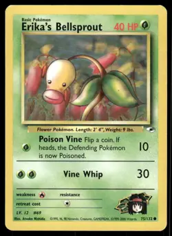 Pokemon Cards Erika's Bellsprout 75/132 Gym Heroes Common LP - Image 1