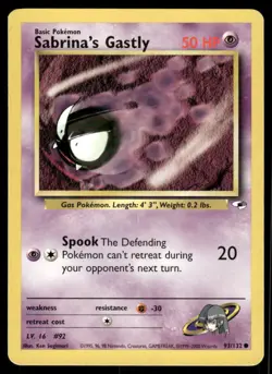 Pokemon Cards Sabrina's Gastly 93/132 Gym Heroes Common LP *5 - Image 1