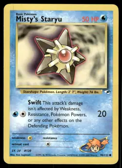 Pokemon Cards Misty's Staryu 90/132 Gym Heroes Common LP - Image 1
