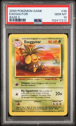 2002 Pokemon Base 2 # 39 Exeggutor PSA 10 Card GEM MINT Trusted Seller Free Ship - Image 1