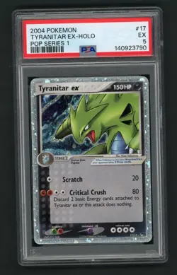 2004 POKEMON CARD POP SERIES 1 #17 TYRANITAR EX - HOLO PSA 5 - Image 1
