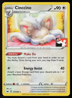 Pokemon Cinccino 147/202 Prize Pack Series Cards Non-Holo Pack Fresh - NM - Image 1