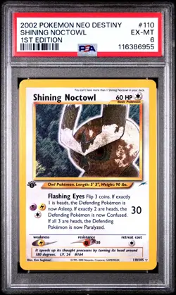 SHINING NOCTOWL Neo Destiny 1st Edition Holo #110 PSA 6 Vintage Pokemon - Image 1
