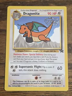 Pokemon Wotc Black Star Promo # 5 Movie Promo DRAGONITE **not played** - Image 1