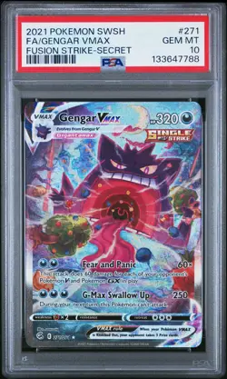 2021 POKEMON SWORD & SHIELD FUSION STRIKE SECRET FULL ART/GENGAR VMAX PSA 10 - Image 1