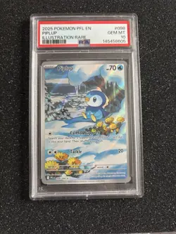 Pokemon TCG 2025 Phantasmal Flames Piplup 98/94 Illustration Rare PSA 10 - Image 1