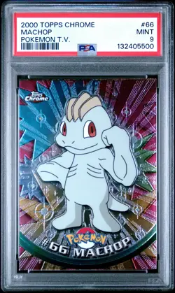 2000 Topps Chrome Pokemon T.V. Machop #66 Pokemon T.V. PSA 9 - Image 1