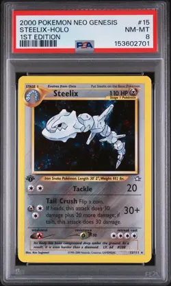 Pokemon Steelix Neo Genesis 1st Edition Holo Rare PSA 8 Mint #15/111 New Cert - Image 1