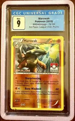 CGC 9 MINT Marowak - (Pokemon League) [3rd Place] 078/162 WITH Slab Guard - Image 1
