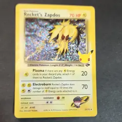 Pokemon TCG Rocket's Zapdos Celebrations Classic Collection Holo 70 HP 15/132 - Image 1
