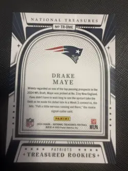2024 Panini National Treasures Rookie /99 Drake Maye #CM-DME Patriots - Image 2