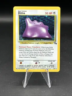 Pokemon TCG Ditto Holo Rare Basic Fossil Unlimited Holo 3/62 Card B - Image 1