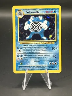 Pokemon TCG Poliwrath Base Set 2 Holo Rare Card 015/130 W/ Swirl - Image 1
