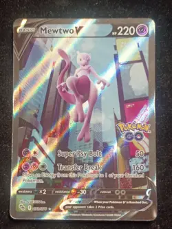 Pokemon TCG Mewtwo v Alt Art Full Art Holo Ultra Rare Card 072/078 Pokemon Go - Image 1