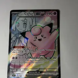 Pokemon TCG Lillie's Clefairy EX 173/159 Sv09: Holo Ultra Rare Fairy 190HP Card - Image 1