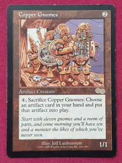 Magic The Gathering URZA'S SAGA COPPER GNOMES artifact card MTG - Image 1