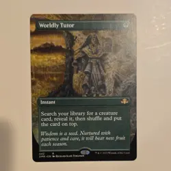 Magic: The Gathering Worldly Tutor Dominaria Remastered Borderless Rare Green - Image 1