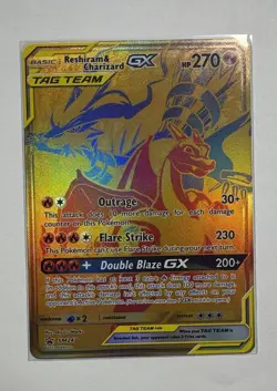 Pokemon TCG Reshiram & Charizard GX TAG TEAM Promo Full Art Holo SM247 - Image 1