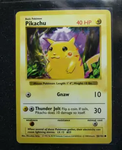 1999 Pokemon Base Set Pikachu Red Cheeks Shadowless #58/102 - Image 1