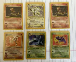 Pokemon Fossil Lot Magmar Magneton Holo Hitmonlee Golbat Zubat - Image 1