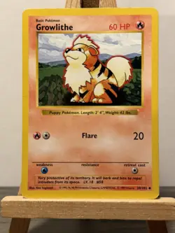 Growlithe 28/102 Base Set Shadowless WOTC Vintage Pokemon - Image 1