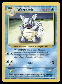 1999 Pokemon Base Set Wartortle #042/102 – Raw Ungraded - Image 1