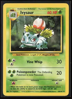 Ivysaur 030/102 Base Set Uncommon Vintage WOTC Pokemon TCG NM - Image 1