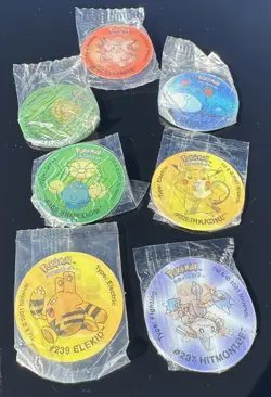 7 Sealed Vintage Pokemon Tazos Bundle 2001 Walkers Snacks Tazo - Image 1