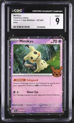 2024 POKEMON TRICK OR TRADE STAMPED #037 MIMIKYU CGC 9 MINT LOW POP (FREE S&H) - Image 1