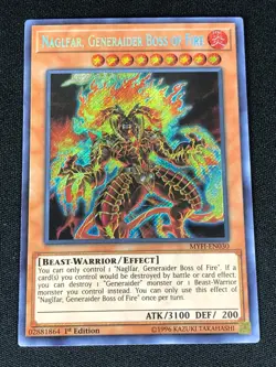 YUGIOH NAGELFAR GENERAIDER BOSS OF FIRE MYFI-EN030 1ST SECRET (NM) - Image 1