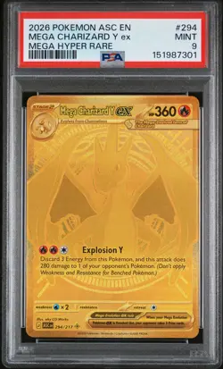 2026 POKEMON ASC EN-ASCENDED HEROES MEGA HYPER RARE MEGA CHARIZARD Y EX PSA 9 - Image 1
