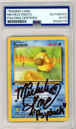 PSA Michele Knotz Signed Psyduck 53/62 Fossil 1st Edition Pokemon TCG 1999 - Image 1