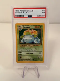 PSA 7 NEAR MINT Pokemon Venusaur 15/102 Holo Base Set Unlimited 1999 English - Image 1