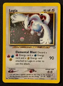 Unlimited Lugia - Neo Genesis - Holo - #9/111 - Vintage Pokemon Card WOTC - Image 2