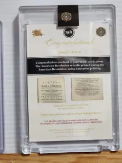 Joseph Hewes 2025 Pieces of the Past 1776 Freedom Fighters GOLD RELIC card #156 - Image 4