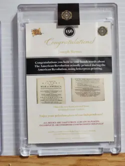 Joseph Hewes 2025 Pieces of the Past 1776 Freedom Fighters GOLD RELIC card #156 - Image 5