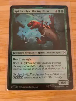 MTG Spider-Rex, Daring Dino (FOIL) 0116 Spider-Man M/NM Free UK P&P - Image 1