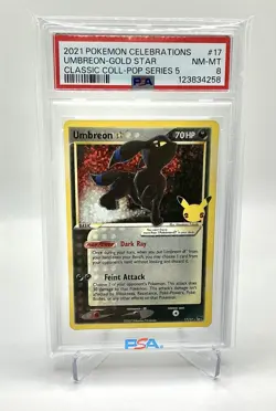 2021 Pokemon Celebrations Umbreon Gold Star 17/17 PSA 8 - Image 1