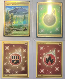 Pokemon TCG Crown Zenith Holo Gravity Mountain & Grass/Fighting/Fire Energy Lot - Image 1