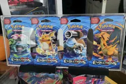 Pokemon TCG: XY Evolutions, 4 ART Blister BoosterS In Display Acrylic - Image 1