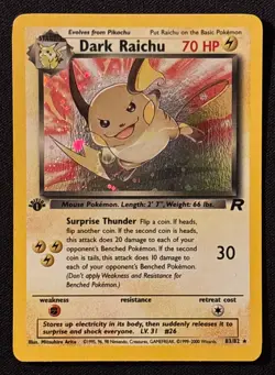 1st Edition Dark Raichu - Team Rocket - Holo - #83/82 - Vintage Pokemon Card - Image 1