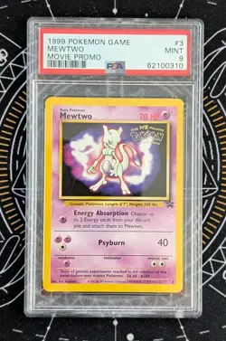 1999 Pokemon Black Star WB First Movie Promo Mewtwo #3 Mint PSA 9 - Image 1