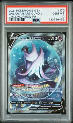 2021 Pokemon Sword & Shield Chilling Reign Galarian Articuno V #170 PSA 10 - Image 1