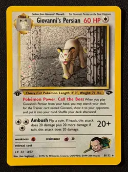 1st Edition Giovanni's Persian - Gym Challenge Holo - #8/132 - Vintage Pokemon - Image 1