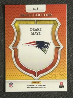 2024 Panini Select Drake Maye Certified Rookie RC #3 New England Patriots LXMVPU - Image 2