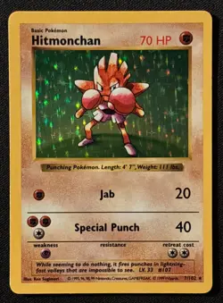Shadowless Hitmonchan - Base Set- Holo - #7/102 - Vintage Pokemon Card 1999 WOTC - Image 2