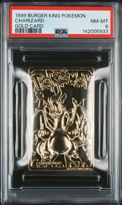 1999 BURGER KING POKEMON GOLD CARDS CHARIZARD PSA 8 - Image 1