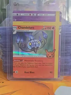 NFC Chandelure Trick Or Trade Miscut Error Holo Pokemon TCG Card - Image 1