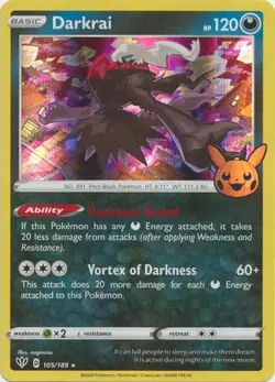 Pokemon TCG Trick or Trade BOOster pack - Darkrai 105/189 (Holo/Stamped) - Image 1